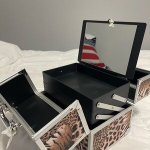 Leopard Print Makeup Train Case with Mirror